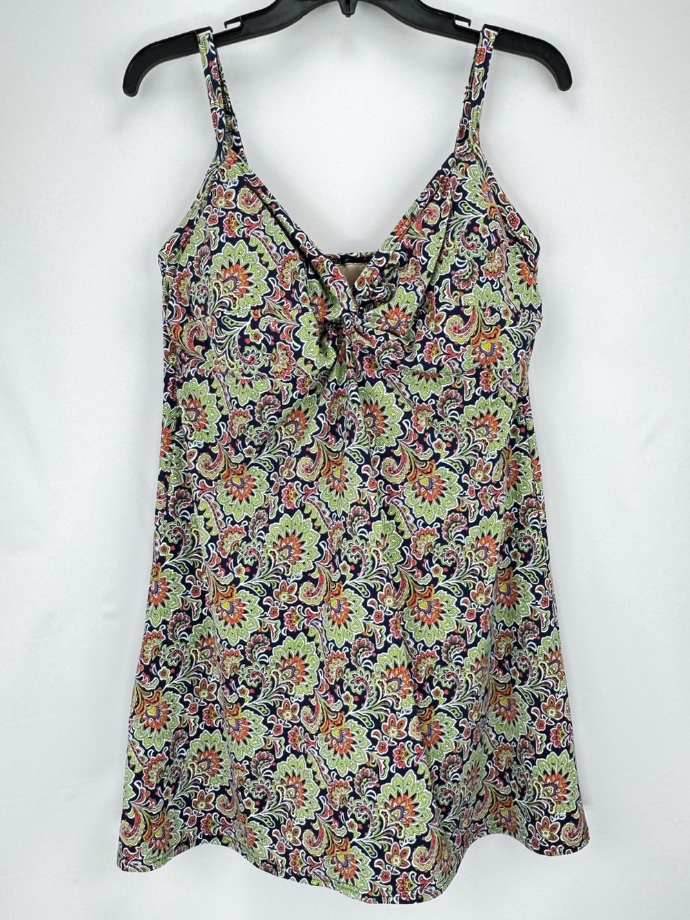Floral Print Spaghetti Strap Tank Top Style Swim Dress One Piece Swimsuit